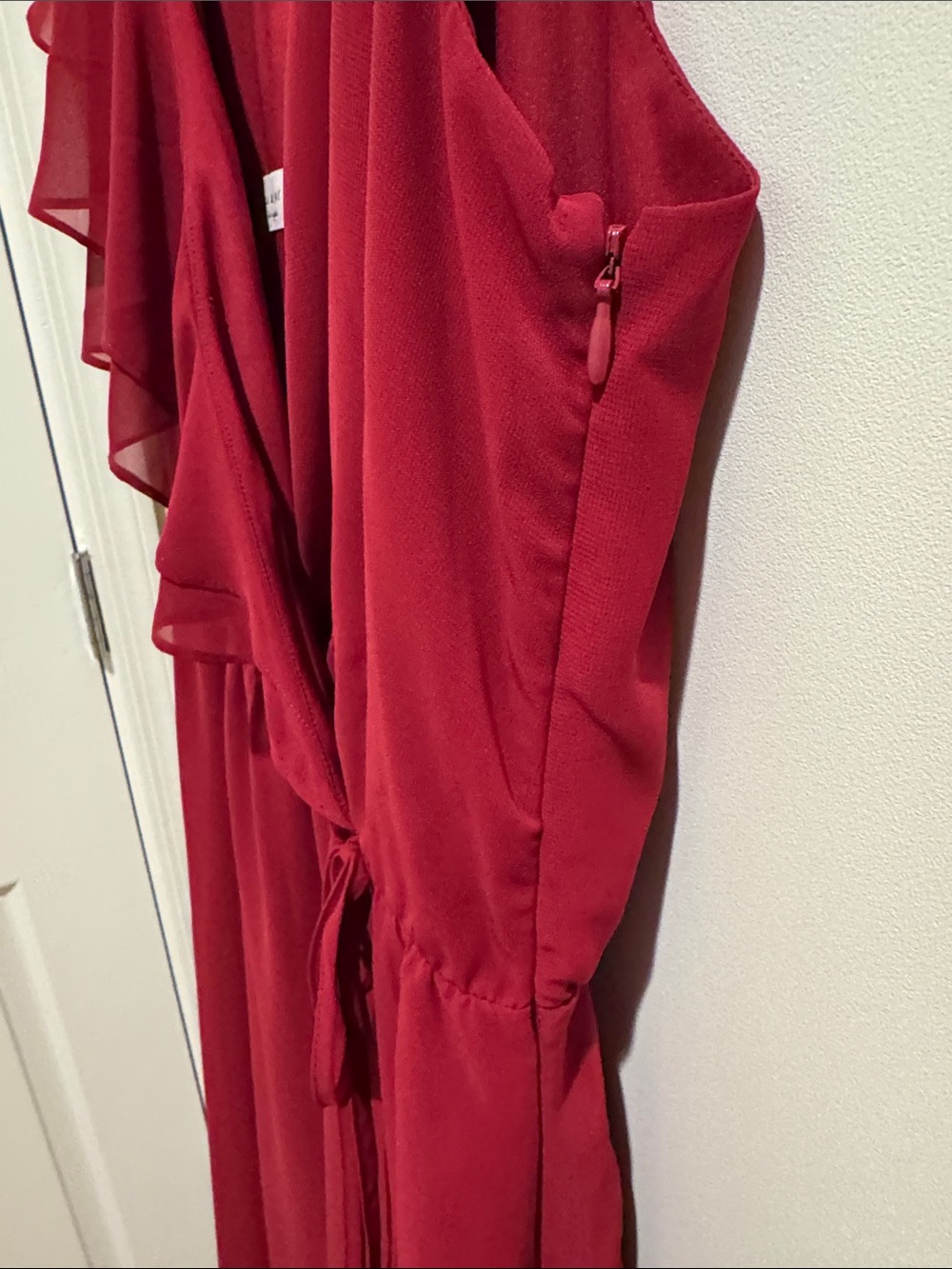 One-Shoulder Ruffle Wrap Dress - Picture 6 of 8